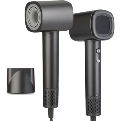 Romon Suszarka jonowa 1600 W, 200 milionów jonów, 3 poziomy temperatury, 2 prędkości wiatru, 59 dB niski poziom hałasu, z dyszą, lekka do domu i podróży, czarna Romon Suszarka jonowa 1600 W, 200 milionów jonów, 3 poziomy temperatury, 2 prędkości wiatru, 59 dB niski poziom hałasu, z dyszą, lekka do domu i podróży, czarna