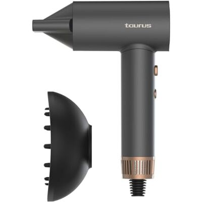 TAURUS Cyfrowa suszarka do włosów Force Compact+, Kompaktowa i lekka, ultraszybki cyfrowy silnik, 2 prędkości, 5 temperatur, technologia jonowa, termoochrona, akcesoria TAURUS Cyfrowa suszarka do włosów Force Compact+, Kompaktowa i lekka, ultraszybki cyfrowy silnik, 2 prędkości, 5 temperatur, technologia jonowa, termoochrona, akcesoria