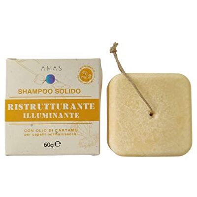 AMAS Solidny szampon 99.99% NATURALNY--do włosów NORMALNYch/suszonych Z Olejem Kartamowym Wykonane ręcznie we Włoszech Ekologiczne, wegańskie i plastikowe za darmo Travel Friendly 60g AMAS Solidny szampon 99.99% NATURALNY--do włosów NORMALNYch/suszonych Z Olejem Kartamowym Wykonane ręcznie we Włoszech Ekologiczne, wegańskie i plastikowe za darmo Travel Friendly 60g
