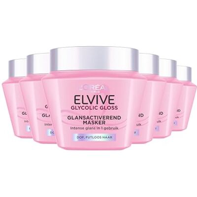 Elvive L'Oréal Paris Glycolic Gloss Masker Maska do włosów matowych Wzbogacona kwasem glikolowym 6 x300ml Elvive L'Oréal Paris Glycolic Gloss Masker Maska do włosów matowych Wzbogacona kwasem glikolowym 6 x300ml