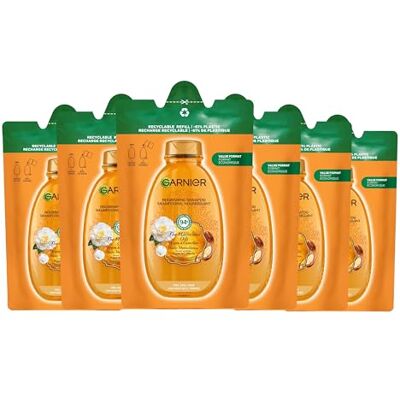 Garnier Loving Blends Olejek arganowy i Camelia Refill, Odpowiedni do włosów suchych i matowych, Intensywne odżywianie i połysk, 6 x 250 ml Garnier Loving Blends Olejek arganowy i Camelia Refill, Odpowiedni do włosów suchych i matowych, Intensywne odżywianie i połysk, 6 x 250 ml