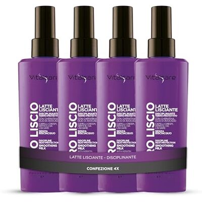Vitalcare PRO Smooth mleko wygładzające, ochrona przed wysoką temperaturą suszarki do włosów i talerzy, działanie przeciw puszeniu się, z keratyną i olejem z awokado, 4 x 125 ml Vitalcare PRO Smooth mleko wygładzające, ochrona przed wysoką temperaturą suszarki do włosów i talerzy, działanie przeciw puszeniu się, z keratyną i olejem z awokado, 4 x 125 ml