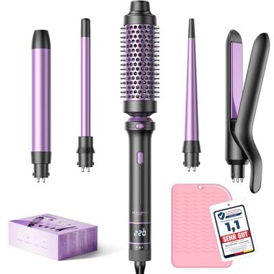 BESTOPE PRO Lokówka do włosów 5 w 1, zestaw z prostownicą, szczotką termiczną, 3 ceramiczne lokówki (9 mm 25 mm) do dużych loków, 13 temperatur, lokówka do włosów z najlepszą temperaturą. Matowa BESTOPE PRO Lokówka do włosów 5 w 1, zestaw z prostownicą, szczotką termiczną, 3 ceramiczne lokówki (9 mm 25 mm) do dużych loków, 13 temperatur, lokówka do włosów z najlepszą temperaturą. Matowa
