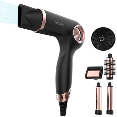 Cecotec Jonowa suszarka do włosów DryGlam Waves 6 w 1, czarna, 6 akcesoriów, 1400 W, 110 000 obr./min, technologia czujnika odległości, funkcja pamięci, 3 poziomy prędkości i 5 poziomów temperatury. Cecotec Jonowa suszarka do włosów DryGlam Waves 6 w 1, czarna, 6 akcesoriów, 1400 W, 110 000 obr./min, technologia czujnika odległości, funkcja pamięci, 3 poziomy prędkości i 5 poziomów temperatury.