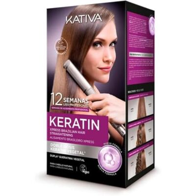 KATIVA Keratin Brazylijskie Prostowanie Xpress Nowa Formuła z Podwójną Keratyną Profesjonalne Prostowanie w Domu Do 12 Tygodni Keratyna Roślinna KATIVA Keratin Brazylijskie Prostowanie Xpress Nowa Formuła z Podwójną Keratyną Profesjonalne Prostowanie w Domu Do 12 Tygodni Keratyna Roślinna