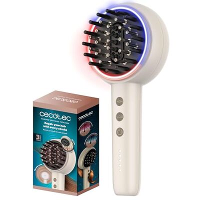 Cecotec Szczotka naprawcza z mikroprądami EMS, czerwonym i niebieskim światłem LED HairCare ożywia TotalCare. 5-poziomowy aplikator serum, odżywia, ujędrnia i wzmacnia włosy od nasady Cecotec Szczotka naprawcza z mikroprądami EMS, czerwonym i niebieskim światłem LED HairCare ożywia TotalCare. 5-poziomowy aplikator serum, odżywia, ujędrnia i wzmacnia włosy od nasady