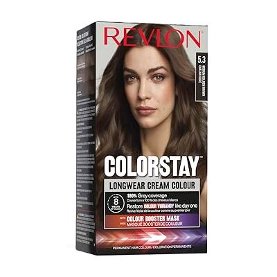 REVLON Colorstay Farba do włosów dla kobiet, trwała farbowanie, w tym maska wzmacniająca kolor, do 8 tygodni, odcień 5,3 jasnobrązowy złoty REVLON Colorstay Farba do włosów dla kobiet, trwała farbowanie, w tym maska wzmacniająca kolor, do 8 tygodni, odcień 5,3 jasnobrązowy złoty