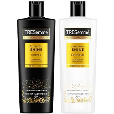 TRESemmé Szampon i Odżywka Lamellar Shine pielęgnacja włosów w zestawie z opatentowaną technologią Lamellar 400 ml + 400 ml TRESemmé Szampon i Odżywka Lamellar Shine pielęgnacja włosów w zestawie z opatentowaną technologią Lamellar 400 ml + 400 ml