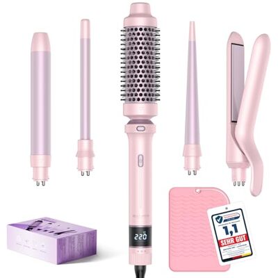 BESTOPE PRO Lokówka do włosów 5 w 1, zestaw z prostownicą, szczotką termiczną, 3 ceramiczne lokówki (9 mm 25 mm) do dużych loków, 13 temperatur, lokówka do włosów z najlepszą temperaturą. Matowa BESTOPE PRO Lokówka do włosów 5 w 1, zestaw z prostownicą, szczotką termiczną, 3 ceramiczne lokówki (9 mm 25 mm) do dużych loków, 13 temperatur, lokówka do włosów z najlepszą temperaturą. Matowa