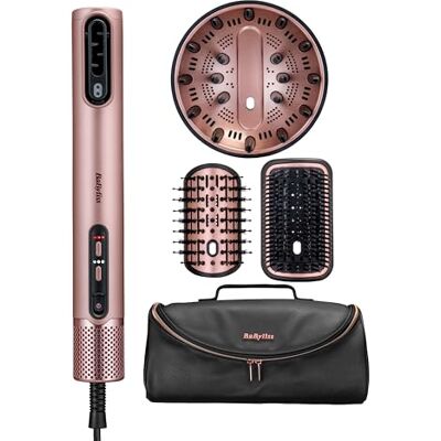 BaByliss Air Wand, suszarka wielofunkcyjna 4w1, dyfuzor, luksusowa torba i szczotka wygładzająca, jonizacja, ochrona przed uszkodzeniami termicznymi, wiele ustawień temperatury, kolor różowy, AS6556E BaByliss Air Wand, suszarka wielofunkcyjna 4w1, dyfuzor, luksusowa torba i szczotka wygładzająca, jonizacja, ochrona przed uszkodzeniami termicznymi, wiele ustawień temperatury, kolor różowy, AS6556E