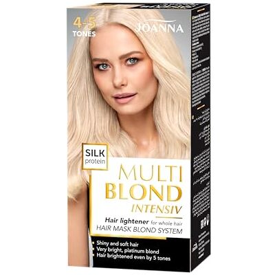 Joanna Multi Blond intensywny rozjaśniacz do całych włosów – rozjaśnia włosy o 4-5 tonów – zawiera ekstrakt z proteiny jedwabiu i maskę blond – chroni włosy podczas zabiegu Joanna Multi Blond intensywny rozjaśniacz do całych włosów – rozjaśnia włosy o 4-5 tonów – zawiera ekstrakt z proteiny jedwabiu i maskę blond – chroni włosy podczas zabiegu