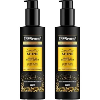 TRESemmé Kremowe serum bez spłukiwania Lamellar Shine kuracja do włosów matowych i skłonnych do plątania, zapewniająca efekt jak z salonu serum z opatentowaną technologią Lamellar 200 ml 2 sztuki TRESemmé Kremowe serum bez spłukiwania Lamellar Shine kuracja do włosów matowych i skłonnych do plątania, zapewniająca efekt jak z salonu serum z opatentowaną technologią Lamellar 200 ml 2 sztuki