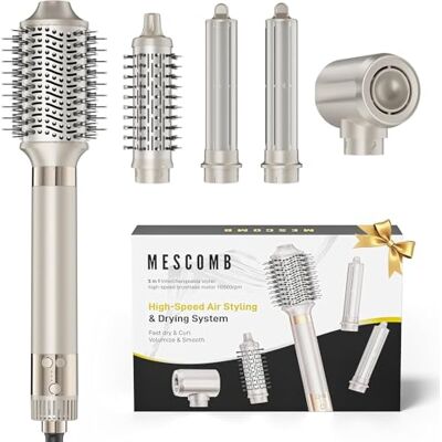 MESCOMB Airstyler 5 w 1 – lokówka do włosów z okrągłą szczotką i automatyczną lokówką, bez uszkodzeń spowodowanych wysoką temperaturą, szybkoschnąca, do objętości, loków i prostowania MESCOMB Airstyler 5 w 1 – lokówka do włosów z okrągłą szczotką i automatyczną lokówką, bez uszkodzeń spowodowanych wysoką temperaturą, szybkoschnąca, do objętości, loków i prostowania