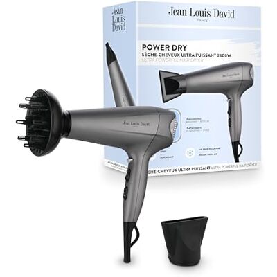 Jean Louis David POWER DRY Suszarka do włosów silnik HDTC 2400 W Ultra mocny Lekki 2 prędkości 3 temperatury koncentrator dyfuzor szczotkowanie i pętle Jean Louis David POWER DRY Suszarka do włosów silnik HDTC 2400 W Ultra mocny Lekki 2 prędkości 3 temperatury koncentrator dyfuzor szczotkowanie i pętle