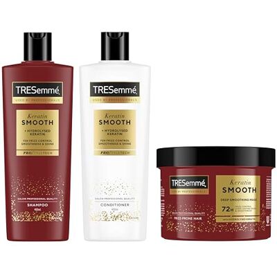 TRESemmé Szampon, Odżywka i Maska Keratin Smooth pielęgnacja włosów w zestawie z hydrolizowaną keratyną 400 ml + 400 ml + 440 ml 3 TRESemmé Szampon, Odżywka i Maska Keratin Smooth pielęgnacja włosów w zestawie z hydrolizowaną keratyną 400 ml + 400 ml + 440 ml 3