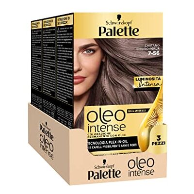 Schwarzkopf Paleta Oleo, trwałe farbowanie profesjonalne białe włosy, 7-56 Brązowy jasny perłowy, 3 opakowanie Schwarzkopf Paleta Oleo, trwałe farbowanie profesjonalne białe włosy, 7-56 Brązowy jasny perłowy, 3 opakowanie
