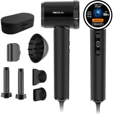 Cecotec Suszarka do włosów 6 akcesoriów DryGlam Waves i-Sensor Pro. 1600W, silnik bezszczotkowy, technologia podczerwieni, czujnik odległości, redukcja Frizz, plazma, 6 trybów, czujnik dotykowy Cecotec Suszarka do włosów 6 akcesoriów DryGlam Waves i-Sensor Pro. 1600W, silnik bezszczotkowy, technologia podczerwieni, czujnik odległości, redukcja Frizz, plazma, 6 trybów, czujnik dotykowy
