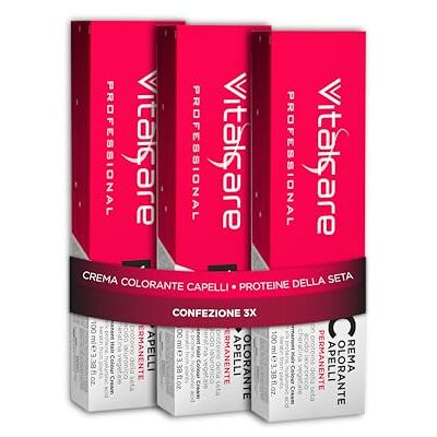 Vitalcare Professional trwałe farbowanie, krem do koloryzacji włosów, farbowanie włosów z białkiem jedwabiu i keratyny, nr 4/23, brąz jamajski, 3 x 100 ml Vitalcare Professional trwałe farbowanie, krem do koloryzacji włosów, farbowanie włosów z białkiem jedwabiu i keratyny, nr 4/23, brąz jamajski, 3 x 100 ml
