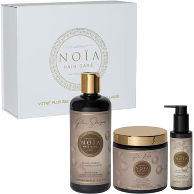 NOIA PARIS NOIA HAIR Prestige Box GAMME GLOW Rutyna Do Włosów Zestaw Trio Szampon + Maska + Serum Protein Jedwabnych, Kwas hialuronowy i Miód NOIA PARIS NOIA HAIR Prestige Box GAMME GLOW Rutyna Do Włosów Zestaw Trio Szampon + Maska + Serum Protein Jedwabnych, Kwas hialuronowy i Miód