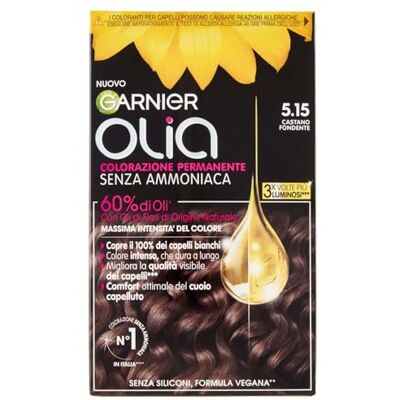 Garnier Kolor Włosów Olejek, Trwałe zabarwienie bez amoniaku, Obejmuje 100% białych włosów, Z olejkami kwiatowymi pochodzenia naturalnego, Brązowy kremówka (5.15) Garnier Kolor Włosów Olejek, Trwałe zabarwienie bez amoniaku, Obejmuje 100% białych włosów, Z olejkami kwiatowymi pochodzenia naturalnego, Brązowy kremówka (5.15)