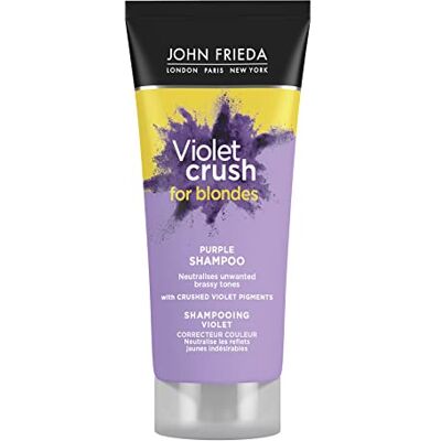John Frieda Szampon Violet Crush 75 ml do włosów blond, eliminuje pomarańczowe refleksy, świeży i lśniący blond, odcień włosów farbowanych lub naturalnych, jednolite tonowanie włosów John Frieda Szampon Violet Crush 75 ml do włosów blond, eliminuje pomarańczowe refleksy, świeży i lśniący blond, odcień włosów farbowanych lub naturalnych, jednolite tonowanie włosów