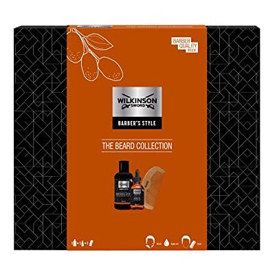 Wilkinson Sword Barber's Style opakowanie na prezent The Beard Collection zawiera 1 szampon i balsam do brody, 1 olejek do brody i 1 grzebień do brody, 291,5 gramów Wilkinson Sword Barber's Style opakowanie na prezent The Beard Collection zawiera 1 szampon i balsam do brody, 1 olejek do brody i 1 grzebień do brody, 291,5 gramów