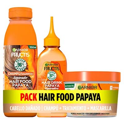 Garnier Fructis zestaw szamponów + pielęgnacja włosów napój do włosów + maska do włosów zniszczonych z papaią naprawczą, czystą, rozplątującą i odżywczą, zestaw 3 szt Garnier Fructis zestaw szamponów + pielęgnacja włosów napój do włosów + maska do włosów zniszczonych z papaią naprawczą, czystą, rozplątującą i odżywczą, zestaw 3 szt