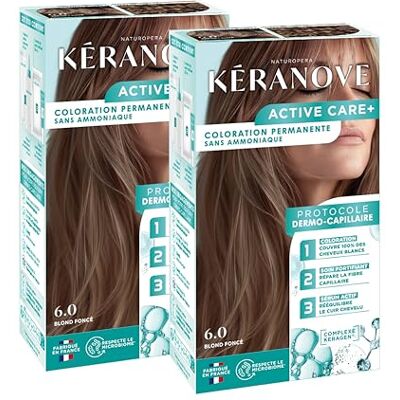 KERANOVE - ACTIVE CARE+ Keranove permanentna farba bez amoniaku Dermo-do włosów 6,0 ciemny blond zestaw 2 szt KERANOVE - ACTIVE CARE+ Keranove permanentna farba bez amoniaku Dermo-do włosów 6,0 ciemny blond zestaw 2 szt