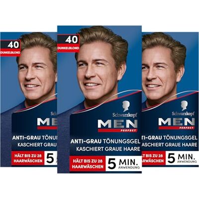 Perfect Schwarzkopf Męski odsiwiacz do włosów w żelu, 40 Naturalny Ciemny Blond, trójpak (3 x 80 ml) Perfect Schwarzkopf Męski odsiwiacz do włosów w żelu, 40 Naturalny Ciemny Blond, trójpak (3 x 80 ml)