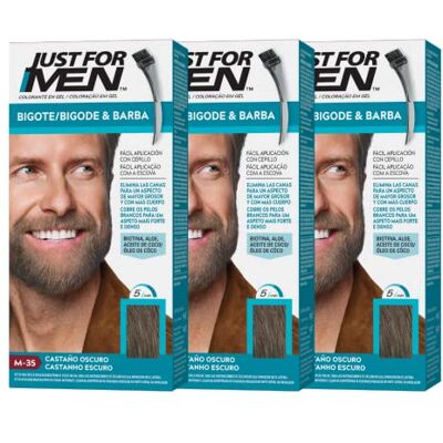 Just for men Barwnik żelowy do brody i wąsów, z aloesem i olejem kokosowym, do zarostu bez siwych włosów i gęstszego wyglądu w ciągu 5 minut. Ciemny brąz, M35 (3 szt.) Just for men Barwnik żelowy do brody i wąsów, z aloesem i olejem kokosowym, do zarostu bez siwych włosów i gęstszego wyglądu w ciągu 5 minut. Ciemny brąz, M35 (3 szt.)