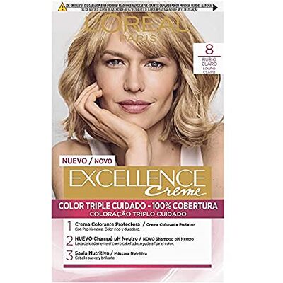 L'Oreal Paris Excellence Coloring Crème Triple Protection, Odcień: 8 Jasny Blond L'Oreal Paris Excellence Coloring Crème Triple Protection, Odcień: 8 Jasny Blond
