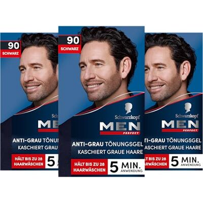 Perfect Schwarzkopf Męski odsiwiacz do włosów w żelu, 90 Naturalny Czarny, trójpak (3 x 80 ml) Perfect Schwarzkopf Męski odsiwiacz do włosów w żelu, 90 Naturalny Czarny, trójpak (3 x 80 ml)