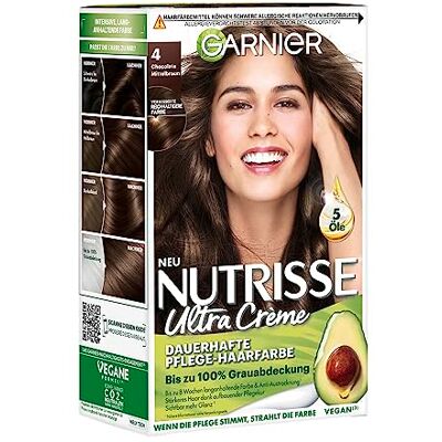 Garnier Nutrisse Creme Coloration Farba do Włosów, 4 Czekolada, 3 Sztuki Garnier Nutrisse Creme Coloration Farba do Włosów, 4 Czekolada, 3 Sztuki