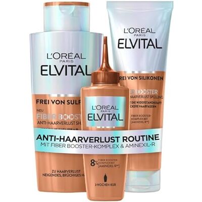 L'Oreal Paris L'Oréal Paris Fiber Booster rutynowe długie włosy, szampon, odżywka i serum do pełniejszych włosów, zapobiega wypadaniu włosów, zapobiega łamaniu włosów, Elvital, szampon + serum + odżywka L'Oreal Paris L'Oréal Paris Fiber Booster rutynowe długie włosy, szampon, odżywka i serum do pełniejszych włosów, zapobiega wypadaniu włosów, zapobiega łamaniu włosów, Elvital, szampon + serum + odżywka