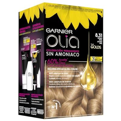 Garnier Olia trwałe kolorowanie bez amoniaku z olejkami kwiatowymi pochodzenia naturalnego odcień 8.31 blond miód Garnier Olia trwałe kolorowanie bez amoniaku z olejkami kwiatowymi pochodzenia naturalnego odcień 8.31 blond miód