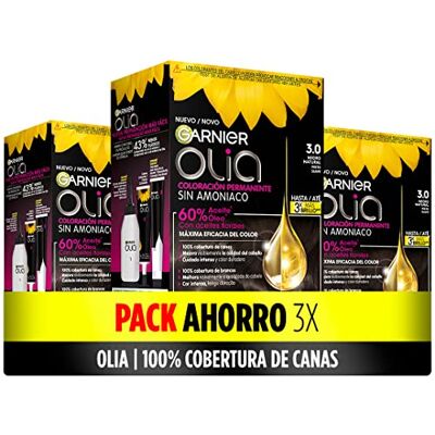 Garnier Olia opakowanie 3 stałe zabarwienie z olejkami kwiatowymi pochodzenia naturalnego bez amoniaku dla przyjemnego zapachu, kolor ciemny kasztan 3.0 Garnier Olia opakowanie 3 stałe zabarwienie z olejkami kwiatowymi pochodzenia naturalnego bez amoniaku dla przyjemnego zapachu, kolor ciemny kasztan 3.0
