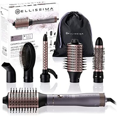 BELLISSIMA Piękny Imetec Ceramic i Argan Oil 6 w 1, Szczotka z gorącym powietrzem, 6 akcesoriów, Technologia jonowa, Szczotki powlekane ceramiką i olejem arganowym, Suche i Dona objętość, Udar zimnego powietrza, 1000 W BELLISSIMA Piękny Imetec Ceramic i Argan Oil 6 w 1, Szczotka z gorącym powietrzem, 6 akcesoriów, Technologia jonowa, Szczotki powlekane ceramiką i olejem arganowym, Suche i Dona objętość, Udar zimnego powietrza, 1000 W