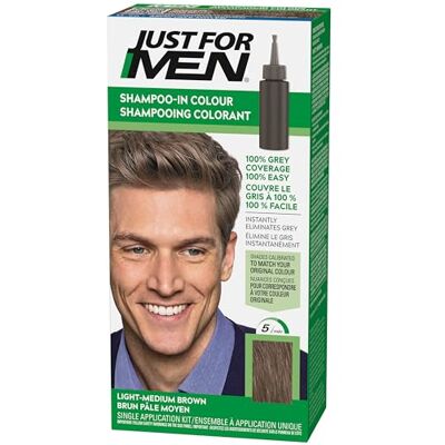 Just for men Farba do włosów, średni jasnobrązowy, farba do włosów dla mężczyzn, zakrywa białe włosy i przywraca oryginalny kolor, aby uzyskać naturalny efekt, szybko i łatwo, H30 Just for men Farba do włosów, średni jasnobrązowy, farba do włosów dla mężczyzn, zakrywa białe włosy i przywraca oryginalny kolor, aby uzyskać naturalny efekt, szybko i łatwo, H30