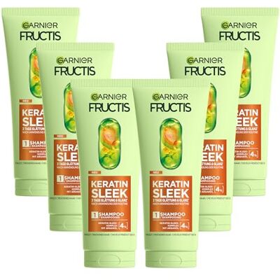 Garnier Fructis Keratin Sleek szampon z olejkiem arganowym i kompleksem keratyny do suchych i skłonnych do puszenia się włosów, 6 x 200 ml Garnier Fructis Keratin Sleek szampon z olejkiem arganowym i kompleksem keratyny do suchych i skłonnych do puszenia się włosów, 6 x 200 ml
