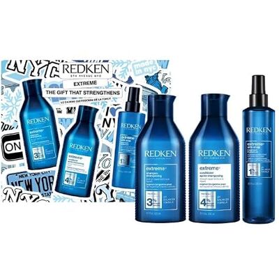 REDKEN Zestaw na Boże Narodzenie, zestaw upominkowy z ekstremalnym szamponem, odżywką i zapobiegającym powstawaniu zniszczonych włosów, do wzmocnienia włosów i łagodzenia łamania się włosów REDKEN Zestaw na Boże Narodzenie, zestaw upominkowy z ekstremalnym szamponem, odżywką i zapobiegającym powstawaniu zniszczonych włosów, do wzmocnienia włosów i łagodzenia łamania się włosów