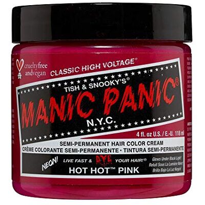 Manic Panic High Voltage Classic Cream Formula Colour Hair Dye (Hot Hot Pink) Elektryczny róż, żywy magenta, wegański, bez amoniaku i wolnego od okrucieństwa, utrzymuje się 4-6 tygodni Manic Panic High Voltage Classic Cream Formula Colour Hair Dye (Hot Hot Pink) Elektryczny róż, żywy magenta, wegański, bez amoniaku i wolnego od okrucieństwa, utrzymuje się 4-6 tygodni