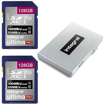 Integral Karta SD 128 GB, 2-pak wideo 4K Ultra-HD, karta pamięci premium o wysokiej prędkości, SDXC do 100 MB/s SDXC V50 UHS-I U3 klasa 10 karta pamięci SD Integral Karta SD 128 GB, 2-pak wideo 4K Ultra-HD, karta pamięci premium o wysokiej prędkości, SDXC do 100 MB/s SDXC V50 UHS-I U3 klasa 10 karta pamięci SD