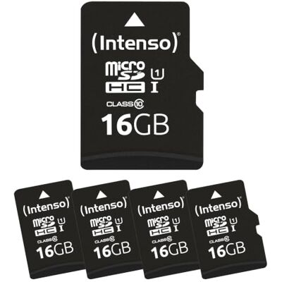 Intenso MicroSD Card Premium Multipak, 5 x 16 GB, Micro SDHC do smartfonów, tabletów i aparatów, wodoodporna, odporna na upadki, promieniowanie rentgenowskie, odporna na temperaturę, do 90 MB/s Intenso MicroSD Card Premium Multipak, 5 x 16 GB, Micro SDHC do smartfonów, tabletów i aparatów, wodoodporna, odporna na upadki, promieniowanie rentgenowskie, odporna na temperaturę, do 90 MB/s