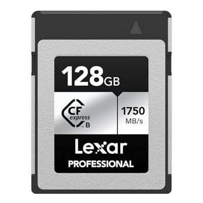 Lexar Professional SILVER Series CFexpress Karta typu B 128GB, karta CFe odczytu do 1750 MB/s, Karty CF z obsługą PCIe Gen3x2, karta pamięci CF kompatybilna z DSLR i kamerą XQD Lexar Professional SILVER Series CFexpress Karta typu B 128GB, karta CFe odczytu do 1750 MB/s, Karty CF z obsługą PCIe Gen3x2, karta pamięci CF kompatybilna z DSLR i kamerą XQD