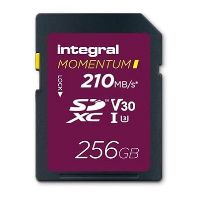 Integral Momentum I Karta SDXC V30 U3 256 GB, odczyt do 210 MB/s, zapis 180 MB/s, do lustrzanek cyfrowych, bezlusterkowych i kamer, gotowość do wideo 4K UHD i tryb serii, wodoodporna, odporna na Integral Momentum I Karta SDXC V30 U3 256 GB, odczyt do 210 MB/s, zapis 180 MB/s, do lustrzanek cyfrowych, bezlusterkowych i kamer, gotowość do wideo 4K UHD i tryb serii, wodoodporna, odporna na