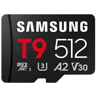 Samsung Karta microSD T9, 512 GB, karta pamięci do dronów, kamer sportowych i kamer 360°, UHS-I U3, Full HD i 4K UHD, odczyt 200 MB/s, zapis 130 MB/s, MB-MH512TB/WW Samsung Karta microSD T9, 512 GB, karta pamięci do dronów, kamer sportowych i kamer 360°, UHS-I U3, Full HD i 4K UHD, odczyt 200 MB/s, zapis 130 MB/s, MB-MH512TB/WW