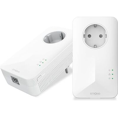 STRONG AV1000 Powerline Adapter Set, HomePlug AV2, Gigabit LAN do 1000 Mbit/s, rozszerzenie powerline-internet, bezpieczeństwo jednym kliknięciem, tryb oszczędzania energii STRONG AV1000 Powerline Adapter Set, HomePlug AV2, Gigabit LAN do 1000 Mbit/s, rozszerzenie powerline-internet, bezpieczeństwo jednym kliknięciem, tryb oszczędzania energii