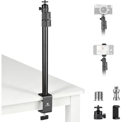 K&F CONCEPT Uchwyt stołowy na kamerę 14-40" ze zdejmowaną głowicą kulową 360° i śrubą 1/4-3/8" i zaciskiem C i uchwytem na telefon komórkowy, regulowany aluminiowy statyw stołowy Light Stand do K&F CONCEPT Uchwyt stołowy na kamerę 14-40" ze zdejmowaną głowicą kulową 360° i śrubą 1/4-3/8" i zaciskiem C i uchwytem na telefon komórkowy, regulowany aluminiowy statyw stołowy Light Stand do