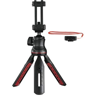 Hama Statyw do telefonu komórkowego ze zdalną migawką Bluetooth (kij do selfie, statyw do aparatu z uchwytem na telefon komórkowy, statyw podróżny z przegubem kulowym 3D, gwint 1/4 cala do smartfona i Hama Statyw do telefonu komórkowego ze zdalną migawką Bluetooth (kij do selfie, statyw do aparatu z uchwytem na telefon komórkowy, statyw podróżny z przegubem kulowym 3D, gwint 1/4 cala do smartfona i