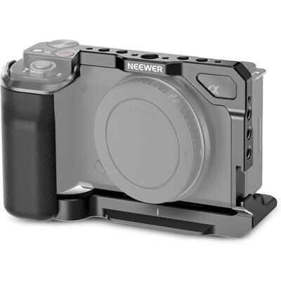 NEEWER ZV-E10 klatka na kamerę z silikonowym uchwytem, gwint 1/4", otwory pozycjonujące ARRI Arca typ QR, metalowa podstawa wideo, kompatybilna z uchwytami SmallRig DJI RS Gimbal Sony ZV-E10, CA003S NEEWER ZV-E10 klatka na kamerę z silikonowym uchwytem, gwint 1/4", otwory pozycjonujące ARRI Arca typ QR, metalowa podstawa wideo, kompatybilna z uchwytami SmallRig DJI RS Gimbal Sony ZV-E10, CA003S